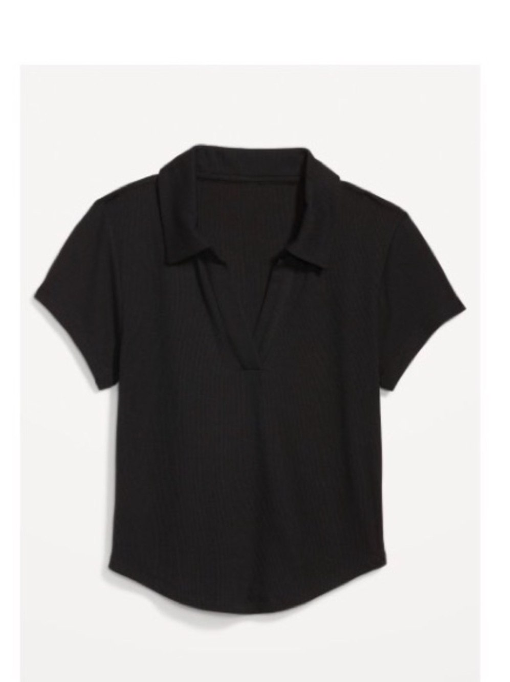 Ultra-Lite Rib Knit Polo Old Navy Black Short-Sleeve V-Neck Crop Top